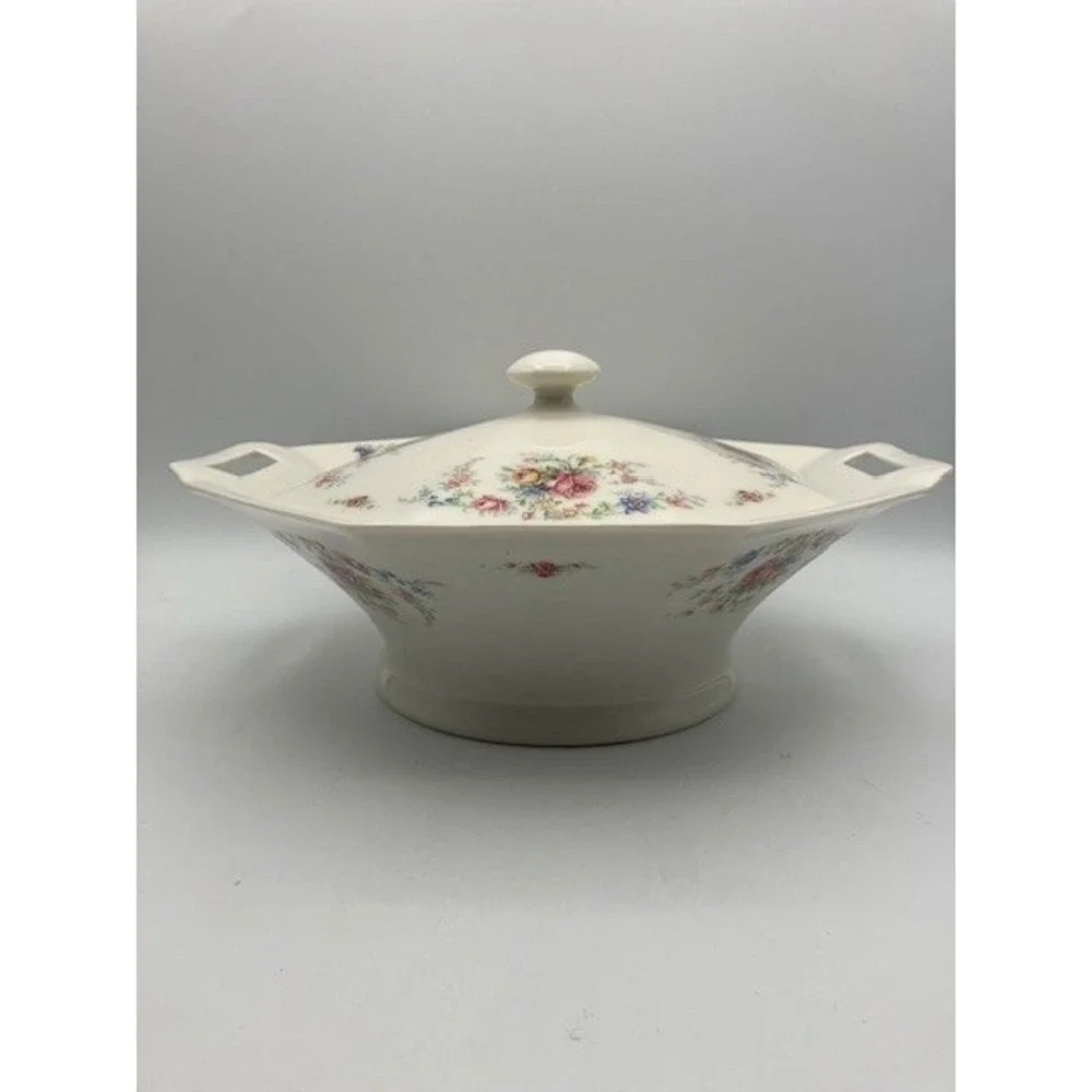 Vintage Octagon Covered‎ Serving Bowl/Handles by Theodore Haviland Fine China